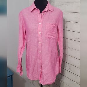 Banana Republic Soft Pink Lnien/Cotton Blended Shirt Small Long Sleeve Casual